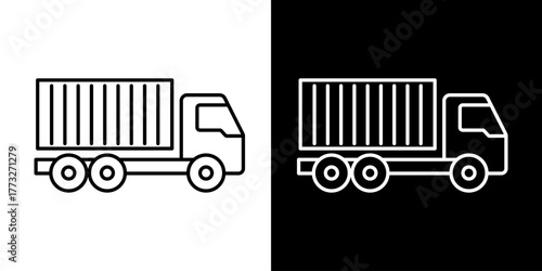 Outline icon illustration of a container truck a versatile transportation icon for logistics and shipping
