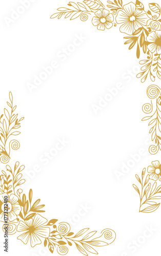 Elegant golden floral frame for sophisticated invitations and heartfelt greetings, perfect for weddings, anniversaries, or any special occasion