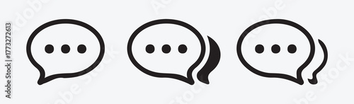 Blue Outline Chat Bubble Icons Set