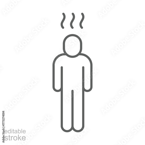 Depression icon. Simple outline style. Depression linear symbol design. Simple line illustration on white background. Editable stroke