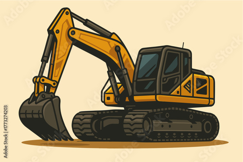 Heavy Crawler Excavator With Bucket On Track Undercarriage For Earthmoving Work