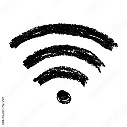 Hand drawn free wifi spot zone sign Public wi-fi area sign Wireless internet clipart in doodle style Single element for print, web, design, decor 3G, 4G, 5G, 6G, IoT