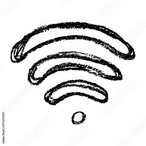 Hand drawn free wifi spot zone sign Public wi-fi area sign Wireless internet clipart in doodle style Single element for print, web, design, decor 3G, 4G, 5G, 6G, IoT