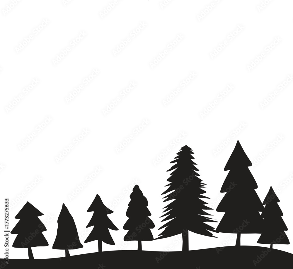 Obraz premium group of silhouette of of pine tree chrismas theme .eps