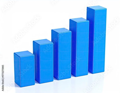 Blue ascending bar chart on a white surface Free Download Blue ascending bar chart on a white surface - GFXLoad