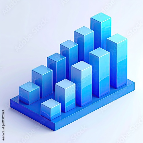 Ascending blue blocks, isometric view