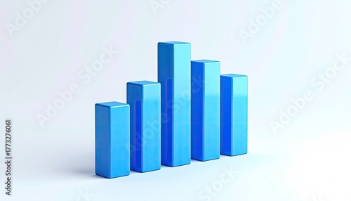 Free Download Blue bar graph rising. 3D render on light background - GFXLoad