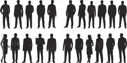 Business silhouettes set, professional people illustration, corporate team, office workers vector, leadership concept, teamwork design, executive group, formal attire art, business community
