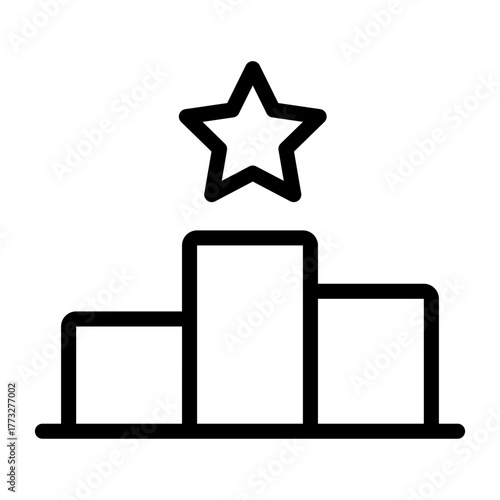 Podium Vector Line Icon, Award Icons Collection, Winner silhouette.