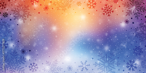 Winter vector background, snowflakes and snowfall, winter frame for your text, blur and bokeh effect