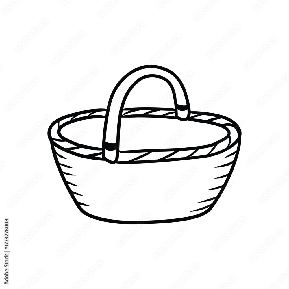 Fototapeta premium Empty Garden Basket Line Art
