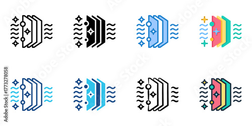 Filtration System icon set multiple style collection 
