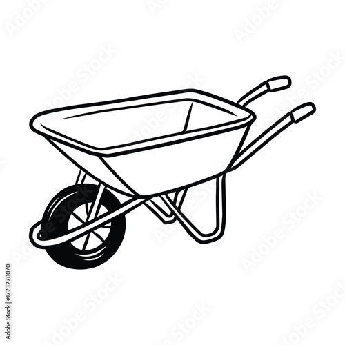 Classic Wheelbarrow Garden Tool Line Art