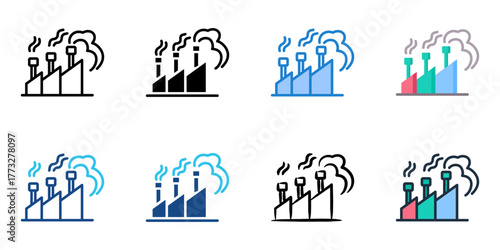 Industrial Emissions icon set multiple style collection 
