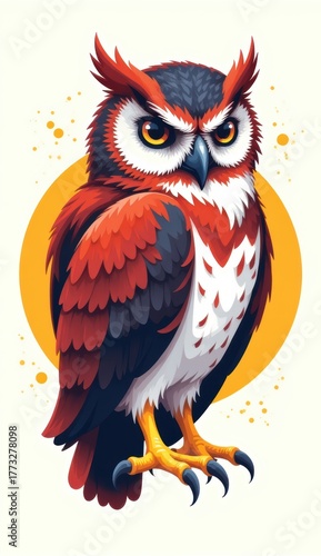 Colorful Owl with Bold Features and Colors