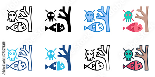 Environmental Hazards icon set multiple style collection 
