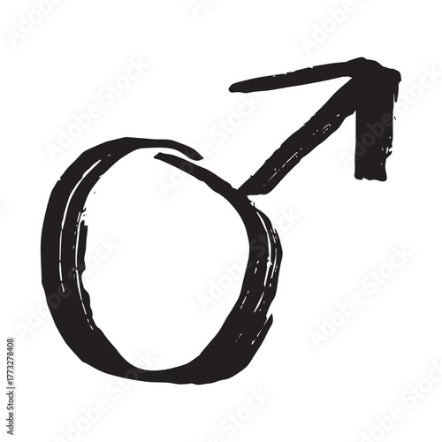 Hand drawn male gender identity sign Symbol used to represent sex and gender