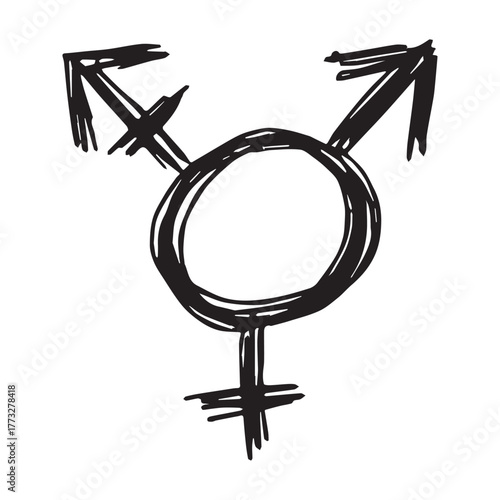Hand drawn transgender gender identity sign Symbol used to represent sex and gender