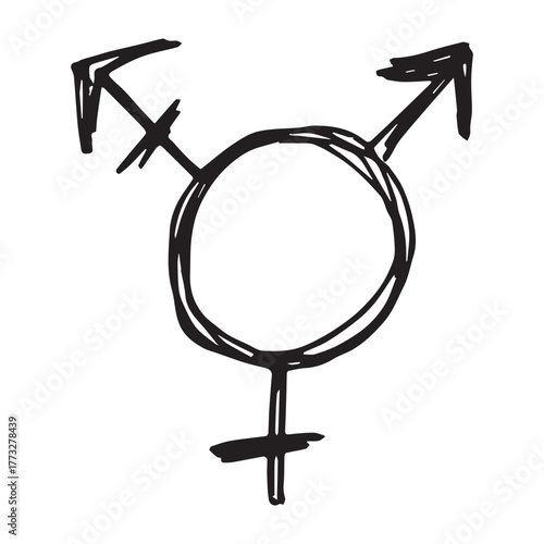 Hand drawn transgender gender identity sign Symbol used to represent sex and gender
