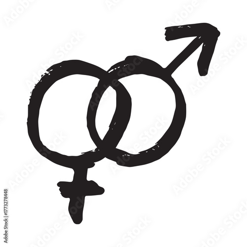 Hand drawn heterosexual gender identity sign Symbol used to represent sex and gender
