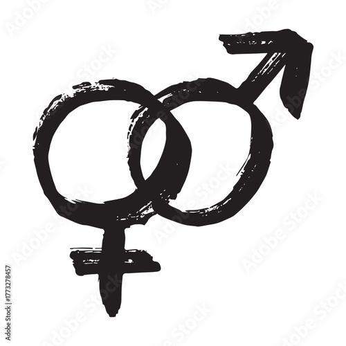 Hand drawn heterosexual gender identity sign Symbol used to represent sex and gender