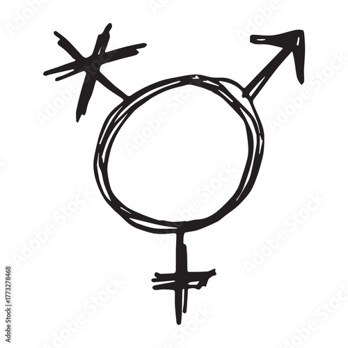Hand drawn transgender gender identity sign Symbol used to represent sex and gender