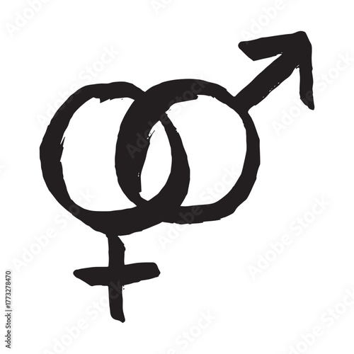 Hand drawn heterosexual gender identity sign Symbol used to represent sex and gender
