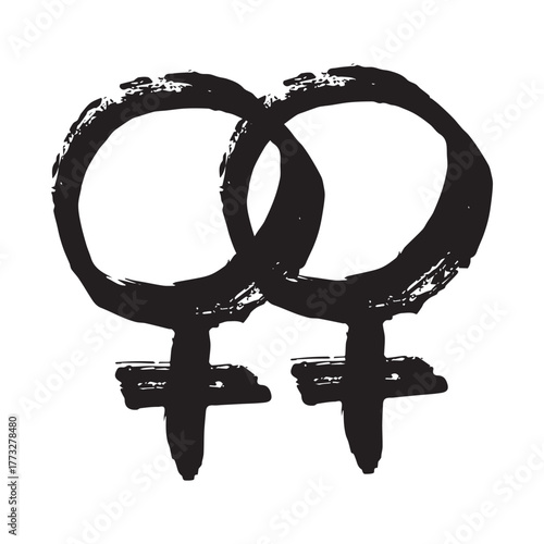 Hand drawn lesbian identity sign Symbol used to represent sex and gender