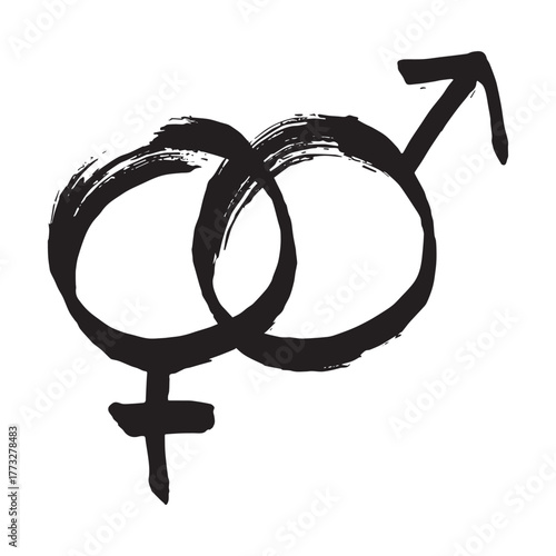Hand drawn heterosexual gender identity sign Symbol used to represent sex and gender