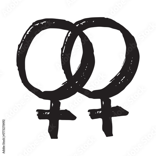 Hand drawn lesbian identity sign Symbol used to represent sex and gender