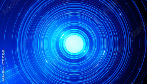 Abstract blue concentric circles and lines, a vibrant and dynamic design. Great for backgrounds, prints, web graphics, and technology themes.