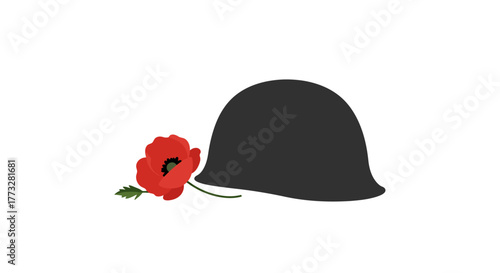 Remembrance Day - A solemn tribute with a poppy and helmet.