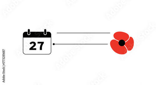 Remembrance Day - A calendar with the date and a poppy flower.