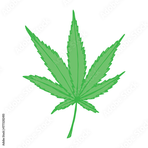 Hand drawn cannabis leaf Medicine marijuana Hemp leaves clipart in doodle style Single element for print, web, design, decor