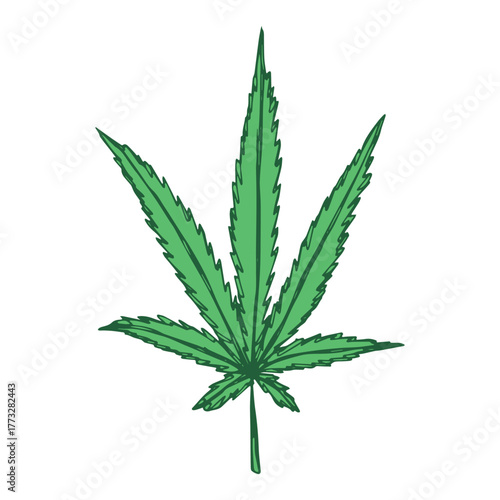 Hand drawn cannabis leaf Medicine marijuana Hemp leaves clipart in doodle style Single element for print, web, design, decor