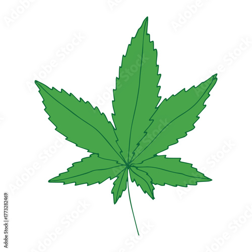 Hand drawn cannabis leaf Medicine marijuana Hemp leaves clipart in doodle style Single element for print, web, design, decor