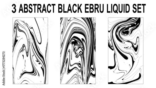 Set of Marble wavy pattern. Abstract background illustration. Ebru, Turkish marbling art background collection.