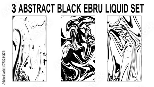 Set of Marble wavy pattern. Abstract background illustration. Ebru, Turkish marbling art background collection.