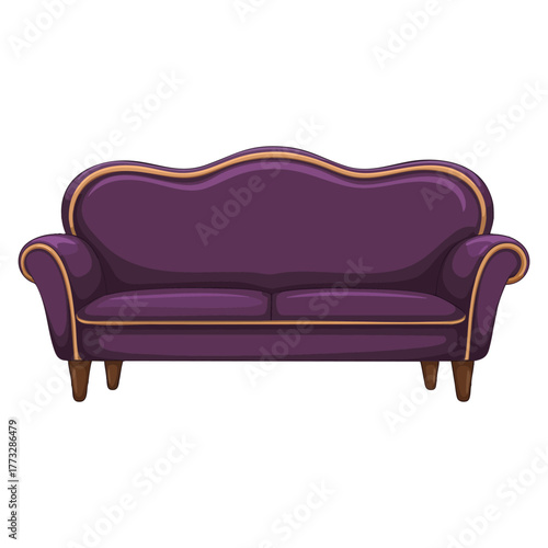 Antique sofa semi flat color vector illustration isolated on white background perfect for elegant vintage armchair modern cartoon style graphic and animation design