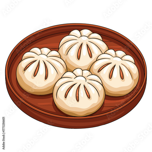 Asian dim sum vector illustration on white background perfect for restaurant menu chinese food dim sum dish or cultural themed artwork design