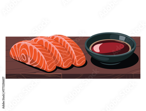 Asian sashimi vector illustration isolated on white perfect for japanese restaurant menu food design seafood or cultural cuisine themed creative artwork