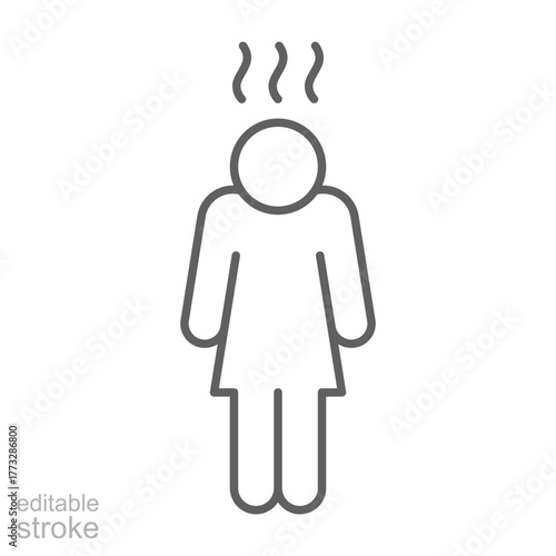 Depression icon. Simple outline style. Depression linear symbol design. Simple line illustration on white background. Editable stroke