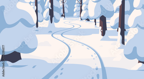 sleigh tracks in forest