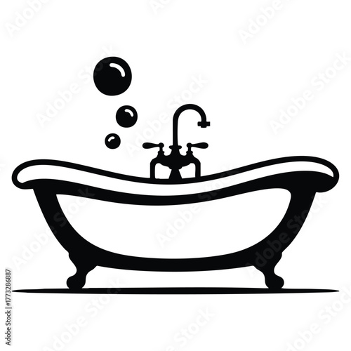 Bath icon vector silhouette perfect for spa relaxation bathroom hygiene or minimalist interior design and water cleaning themed creative artwork