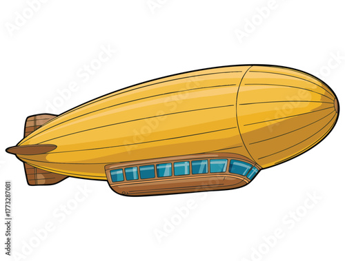Blimp vector illustration isolated on white background suitable for aviation airship transport sky creative design and cartoon inspired visual projects