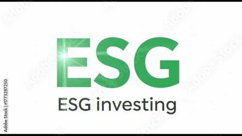 ESG investing framework concept with green text white background highlights sustainability, responsible investment, green finance, and sustainable