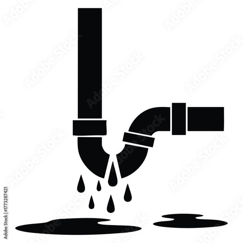 Broken pipe leakage icon vector illustration suitable for plumbing water damage repair maintenance or construction themed creative artwork design concepts
