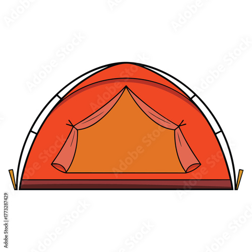 Bright red small tarpaulin tent vector illustration isolated design element suitable for camping outdoor activity festival or shelter themed creative artwork