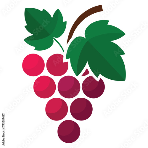 Bunch of wine grapes with leaf vector icon suitable for food apps websites beverage fruit packaging or culinary themed creative artwork