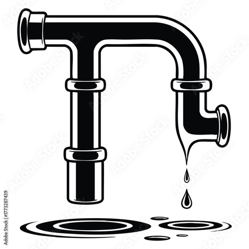 Broken pipe icon leakage in pipe vector art illustration suitable for plumbing repair water damage maintenance or construction related design concepts